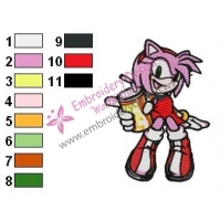 Amy Rose Sonic Embroidery Design 19